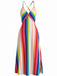 Regenbogen 30er Kleid mit Spaghettiträger und A-Linie