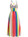 Regenbogen 30er Kleid mit Spaghettiträger und A-Linie