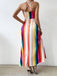 Regenbogen 30er Kleid mit Spaghettiträger und A-Linie