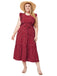 [Übergröße] Rotes 40er Swingkleid mit Polka-Dots und Rüschen