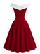 Rotes Kleid mit weißem Ausschnitt auf weißem Hintergrund