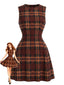 Rotes 60er ärmelloses A-Linie-Kleid mit Karos