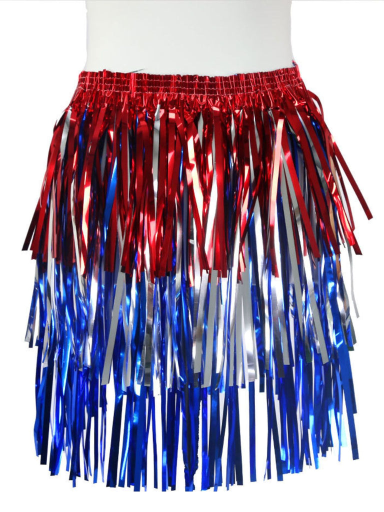 Blauer & Roter Rock mit Metallic und Fransen