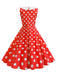 1950er Polka Dot Peter-Pan-Kragen Ärmelloses Kleid