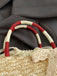 Retro-Strohtasche mit Kirschapplikation, Schleife und Kordelzug – Vintage-Mode, Retro-Stil