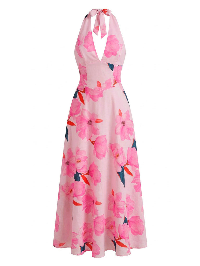 Geblümtes Kleid mit V-Ausschnitt aus den 1930er Jahren – Vintage-Kleid, Retro-Mode