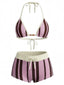 1950er Schnür Halter Perlenbesetzt Polka Dot Bikini Set