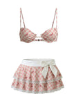 Rosarotes 30er Bikini-Set mit Schleife und Karo