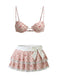 Rosarotes 30er Bikini-Set mit Schleife und Karo