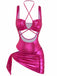 Rosaroter 70er Badeanzug mit Cut-out und Metallic