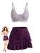 Rosa 50er Tankini-Set mit Rüschen und Kordelzug