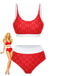 Tankini-Set mit Lochstickerei, hohem Bund und Farbblock-Design aus den 1940er Jahren – Vintage-Mode, Retro-Stil