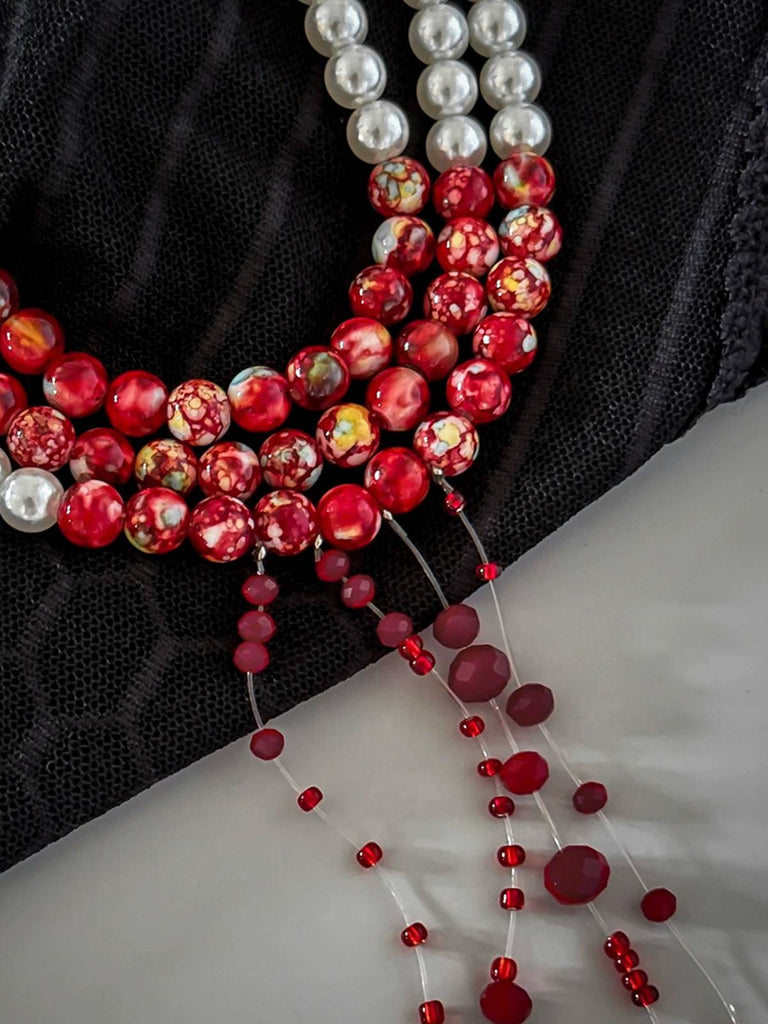 Gothic Vielschichtig Perlen Blutstropfen Anhängerin Beinring