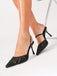Schwarze Stiletto-Pumps aus den 1970er Jahren mit Blumenmuster und Mesh-Einsatz