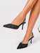 Schwarze Stiletto-Pumps aus den 1970er Jahren mit Blumenmuster und Mesh-Einsatz, Größe 3