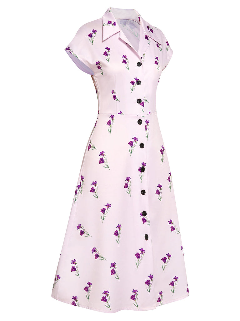 Lila 1940er Petunia Lapel Kleid