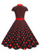 1950er Revers Polka Dots Bogen Swing Kleid