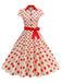 1950er Revers Polka Dots Bogen Swing Kleid