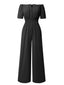 1930er Solide Schulterfrei Taille Locker Gerade Jumpsuit