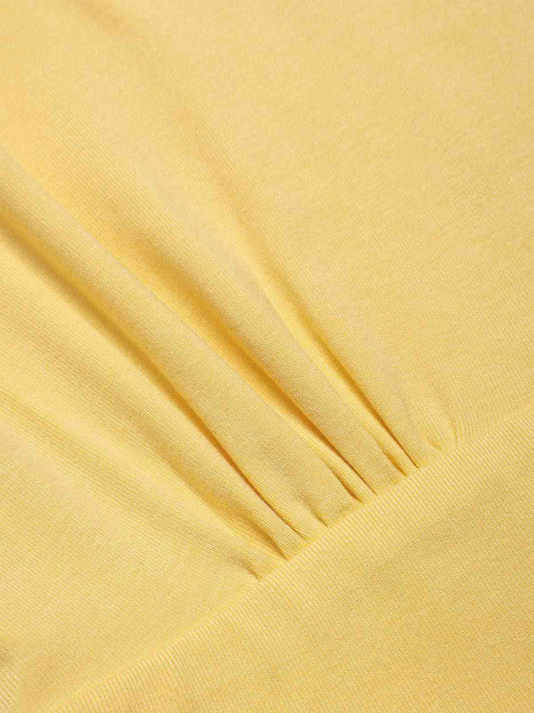 Gelb 1930er Plaid Schlüsselloch-Ausschnitt Jumpsuit