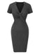 Grau 1960er Tupfen V-Ausschnitt Enges Kleid
