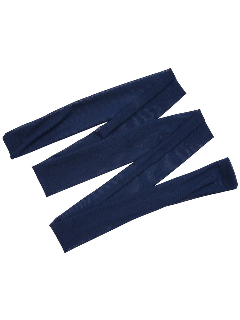 Blau 1930er Edelstein Netz Bandeau Kleid mit Schal