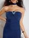 Blau 1930er Edelstein Netz Bandeau Kleid mit Schal