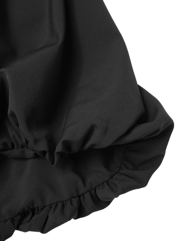 Schwarz 1960er Solide Ärmelloses Bubble Kleid