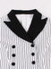 Schwarz 1950er Vertikal Streifen Patchwork Revers Kleid