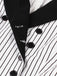 Schwarz 1950er Vertikal Streifen Patchwork Revers Kleid