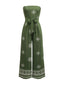 Grün 1970er Weites Bein Bohemien Bandeau Jumpsuit