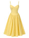 Gelb 1940er Solide Korset Spaghetti Träger Kleid