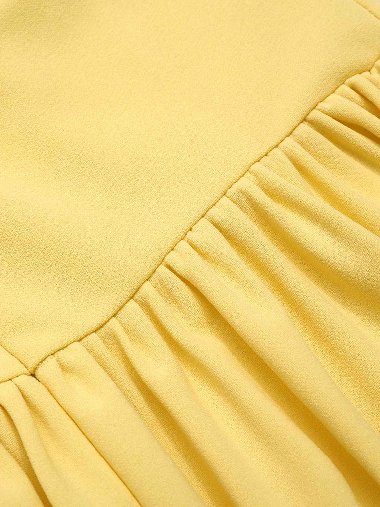 Gelb 1940er Solide Korset Spaghetti Träger Kleid