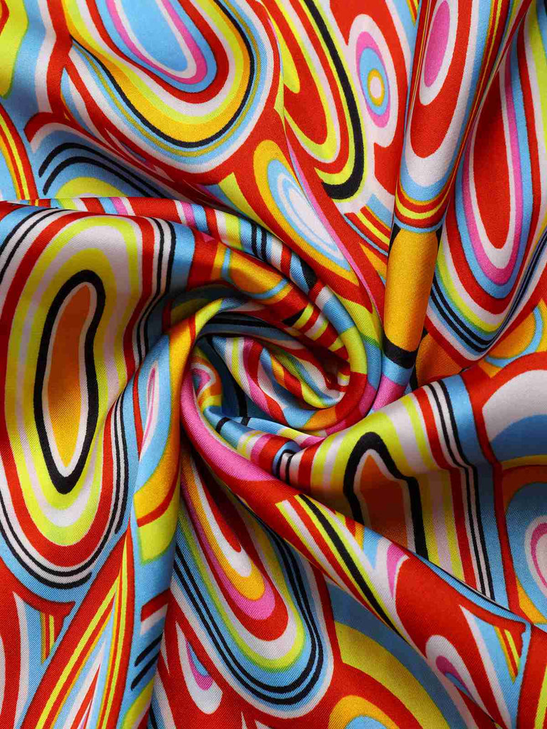 Multicolor 1960er Perle Tasten Ärmellos Kleid