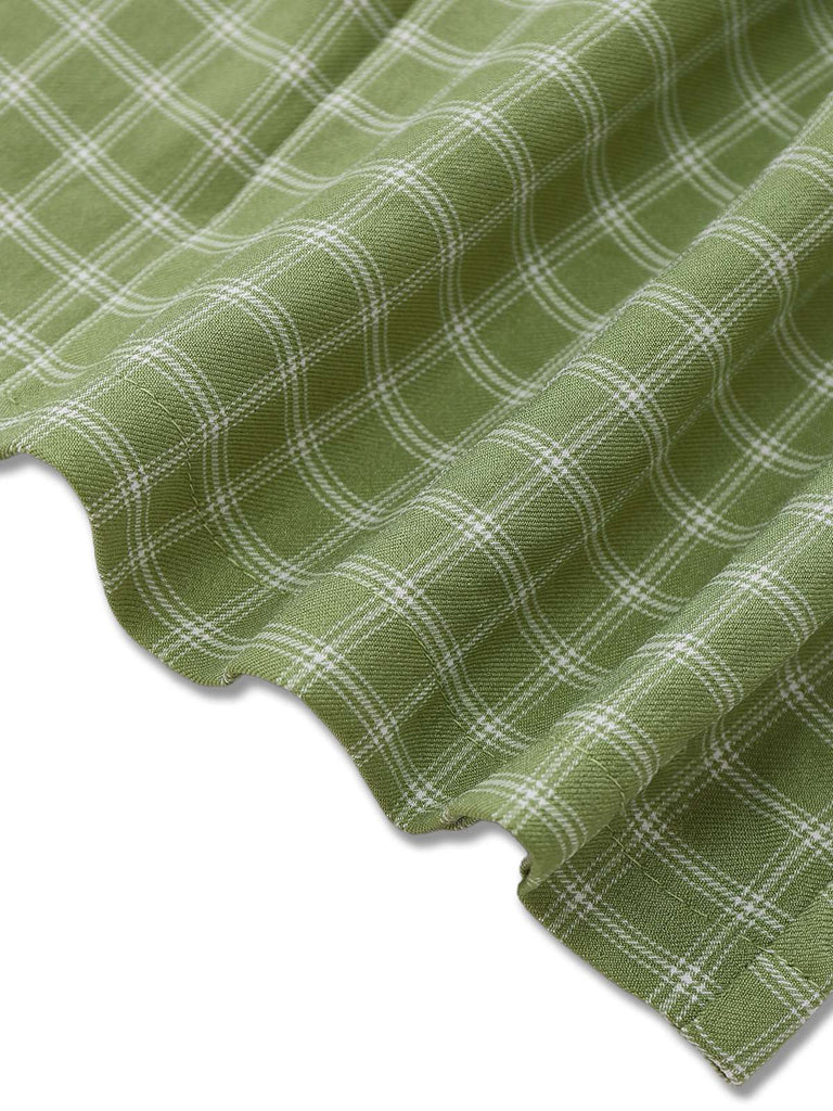 2PCS Grün 1960er Plaid Leibchen & Figurbetont Rock