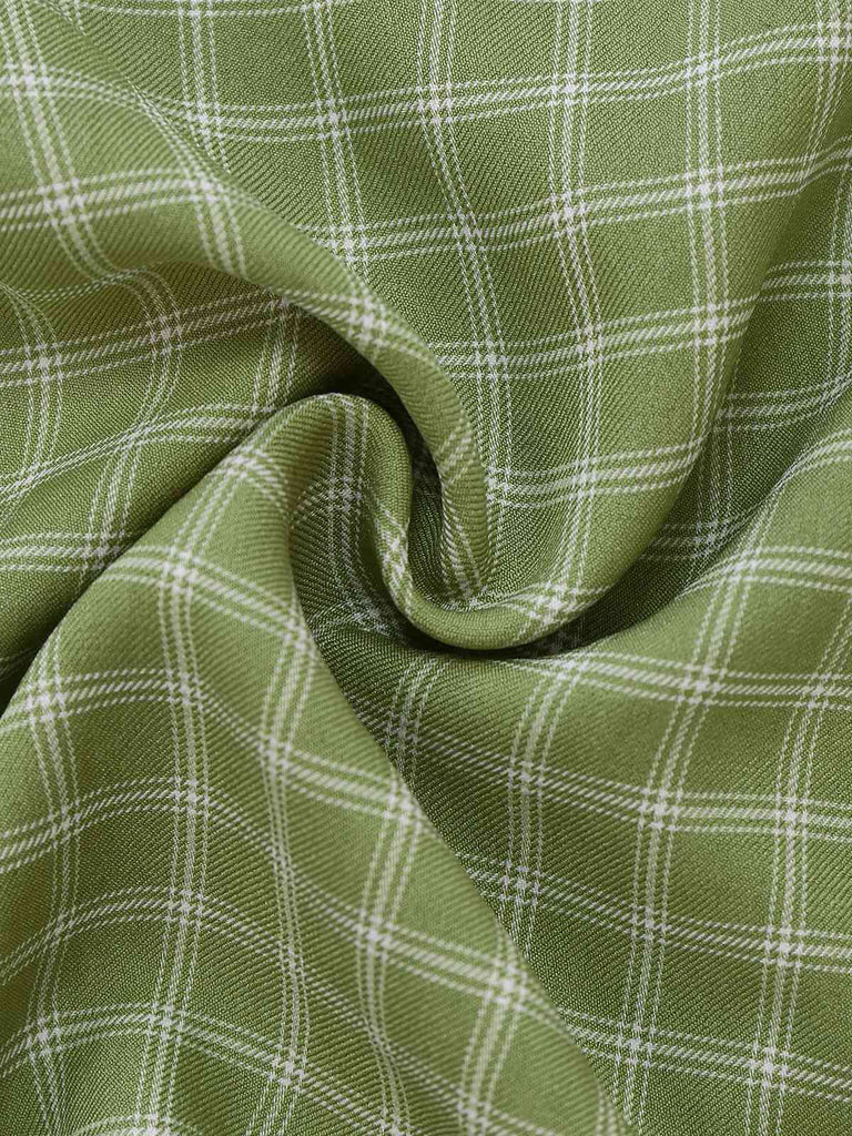 2PCS Grün 1960er Plaid Leibchen & Figurbetont Rock