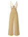 1930er Blumen Patchwork V-Ausschnitt Träger Jumpsuit
