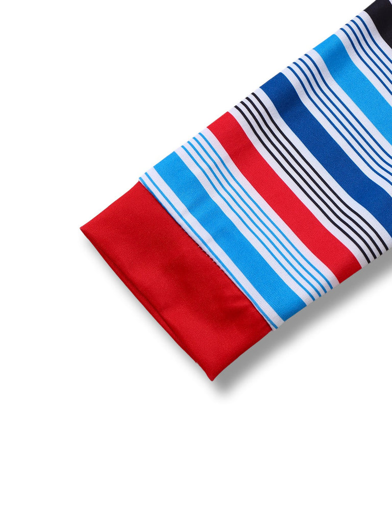 2PCS Blau 1960er Halloween Chucky Streifen Top & Breite Träger Kleid