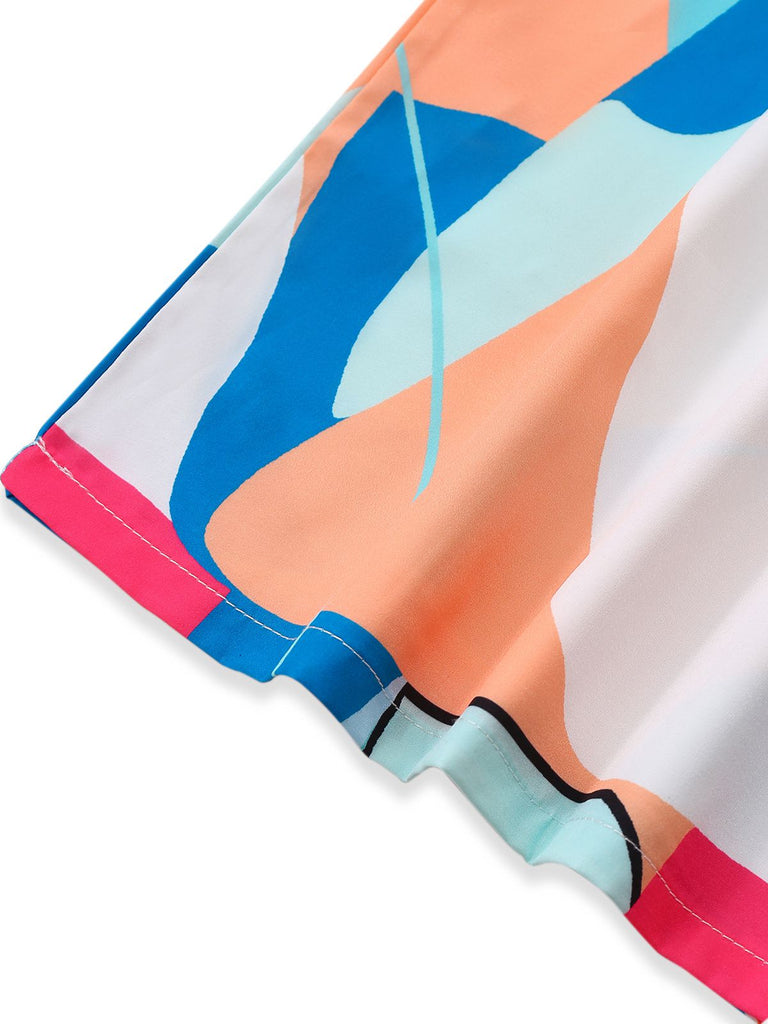 Multicolor 1960er Geometrisch Abstrakt Drucken Halter Jumpsuit