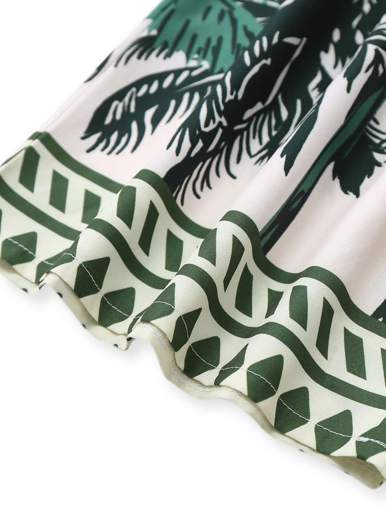 Grün 1930er Palmen Halter Jumpsuit