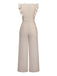 Beige 1950er Solide Rüschen Flügelärmel Jumpsuit