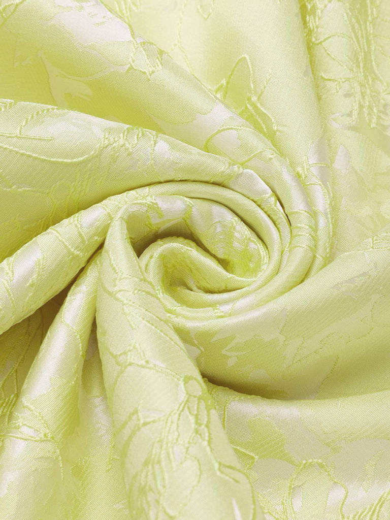 1950er Solide Halfter Tief V-Ausschnitt Jacquard Gedruckt Kleid