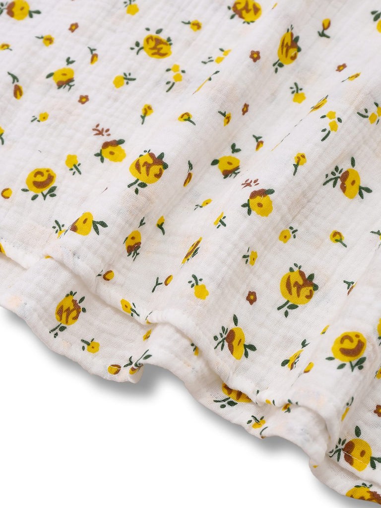 Weiß 1940er Kleine Blumen Baumwolle Wickel Kleid