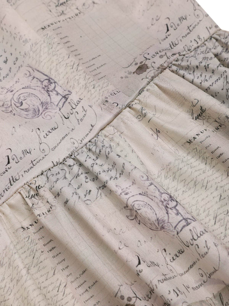 Khaki 1950er Zeitung Schmetterling Patchwork Kleid