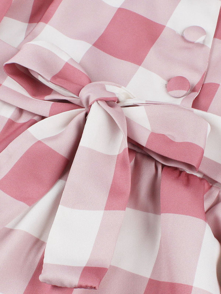 Rosa 1950er Taste Bogen Gingham Plaid Kleid