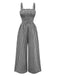 1950er Gingham Plaid Gesmokt Spaghettiträger Jumpsuit