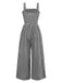 1950er Gingham Plaid Gesmokt Spaghettiträger Jumpsuit
