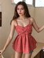 Rot 1940er Plaid Twist Babydoll Leibchen
