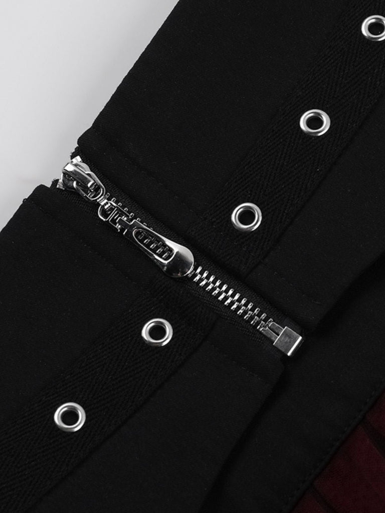 Schwarz 1980er Gothic Steampunk Netz Rüschen Mini Rock