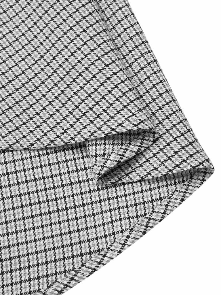 Grau 1950er Hohe-Taille Plaids Tasten Rock